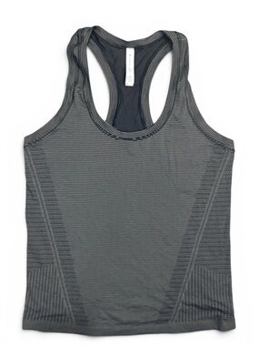 ATHLETA Momentum Seamless Ribbed Racerback Tank Black Stripe Size Large